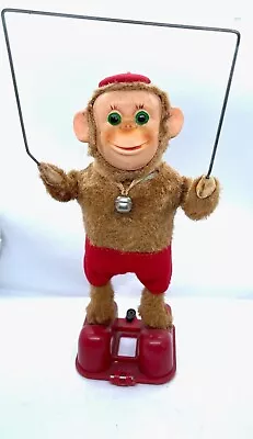 Vintage 1960s Japan TOT Battery Operated Jump Rope Monkey Toy Large 10  Tall • $25