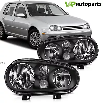 Headlights Assembly For 1999-2006 Volkswagen Golf Black Housing Replacement Pair • $69.99