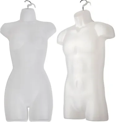 2 Clothing Display Torso Forms Fits S - L Hanging Male Female Mannequin Frosted • $49.97
