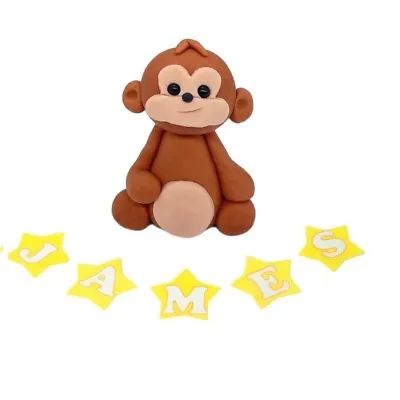 Personalised Monkey Cake Topper Edible Glue Birthday Party Baby Shower Decor • £8.99