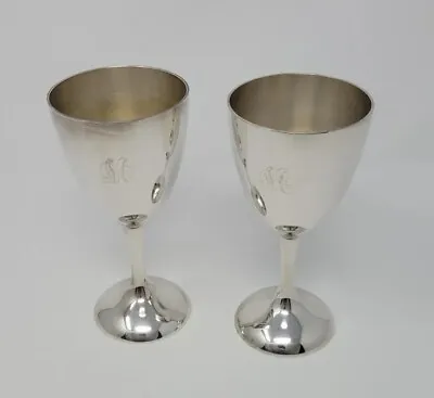 International Silver Co. Set Stemmed Monogramed  M  Wine Goblets Cups Vintage  • $26.95