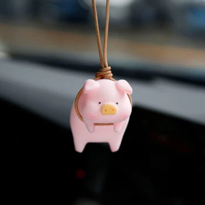 $8.26 • Buy Cartoon Pig Car Pendant Rear View Mirror Lucky Piggy Charm Auto Rearview Decor