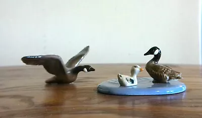 Vintage Hagen-Renaker Canada Geese One Seated One Taking Off Pond & Gosling • $28.99