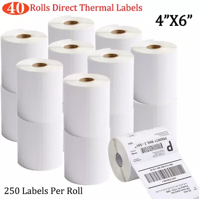 40 Rolls 4x6 Direct Thermal Labels 250/Roll For Zebra Eltron LP2844 ZP450 US • $135.85