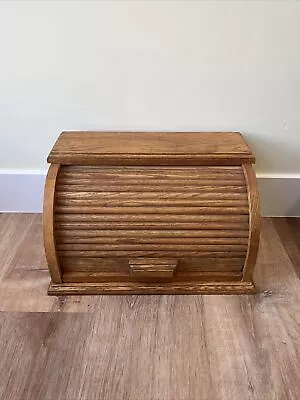 Vintage Wood Roll Top Bread Box - Used Good Condition • $30