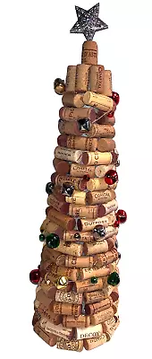 Handmade Of Wine Corks Table Top Christmas Tree With Fairy Lights • $165.99