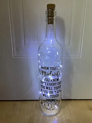 Midwife To Touch A Life Thank You Retirement Light Up Bottle Gift NHS Postnatal • £11.95