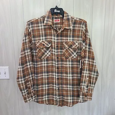 Wrangler Mens Flannel Shirt Brown Plaid M NWT Camping Fishing Western Medium  • $17.75