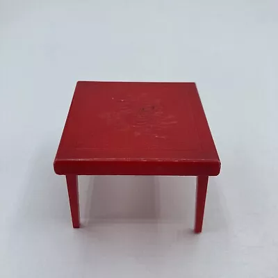 Vintage 1960s RENWAL Red Plastic Dollhouse Miniature Folding Card Table No. 108 • $10.39