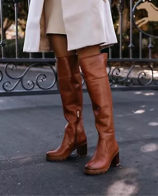 Vince Camuto “Dasemma” Beige Leather Over The Knee Boots U.S. Size 10M • $100