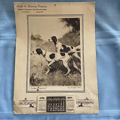 VINTAGE CALENDAR 1943 Cutler & Downing Company Hunting Dogs • $10