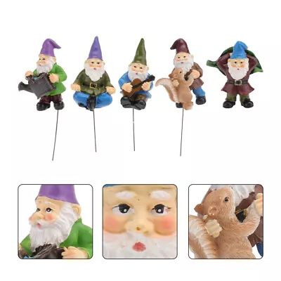 Miniature Gnomes Fairy Garden Sign Kit 5Pcs Garden Decorations- • £19.59