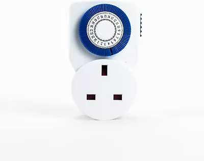 Plug In Timer 24 Hour Mechanical Timer Plug UK 3 Pin Adapter 15 Min Segment • £6.89