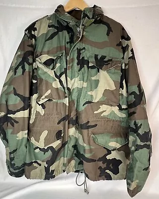 Military Jacket Men's L Camo Heavyweight Thick Cold Field Coat Army Vintage • $45