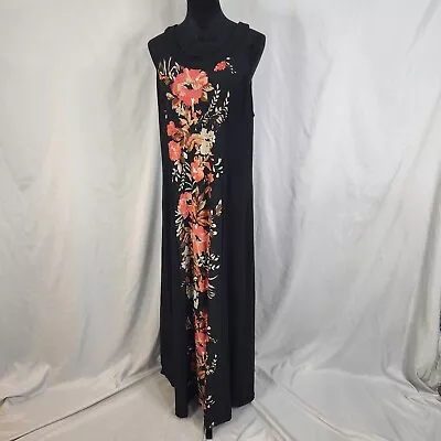Vintage 90s MIDNIGHT VELVET Size 1X Red Floral Stretch Jersey Maxi USA Made • $36.99