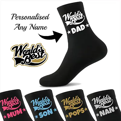 World’s Best Dad Socks  Personalised  Gift Novelty - Daddy Granddad  Socks • £5.45