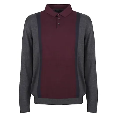 Knitted Polo Shirt New Famous Brand Mens Long Sleeve Cotton 3 Button Jumper Top • £11.99