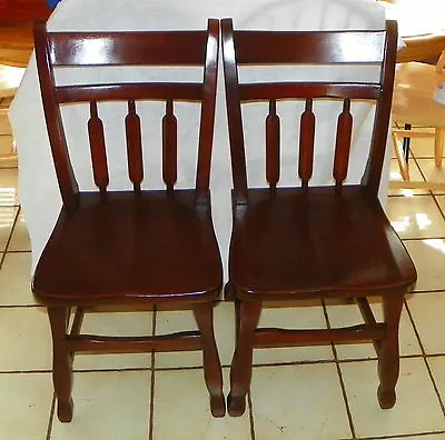 Pair Of Mid Century Walnut Side Chairs / Dinette Chairs By Abernathy  (PR14) • $499