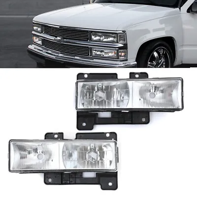 Headlights Fits 88-98 Chevy GMC C10 CK 1500/2500/3500 94-99 Suburban Lamps 2PC • $49.37