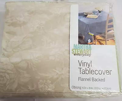 Vtg Martha Stewart Everyday Vinyl Tablecloth Flannel Backed Oblong 60 X 84 • $12.99