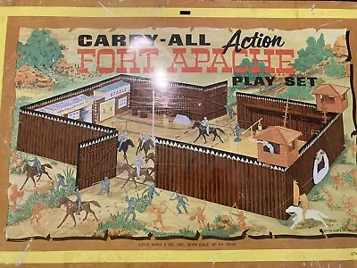 1968 MARX FORT APACHE Carry-All Action Tin Carrying Case • $17.99