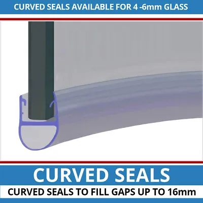 Pre Curved Shower Seals | For Screens Doors Or P Shaped Baths | 4 To 6mm Glass • £1.50