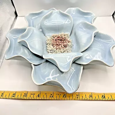 Vintage Paula West Art Pottery Scalloped Decorative Serving Dish Floral Motif • $35