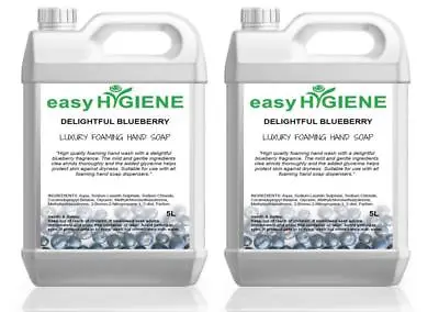 BLUEBERRY Luxury 10L FOAMING Liquid Hand Soap 2 X 5L Bulk Fill FOAM Dispensers • £21.99