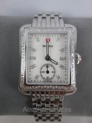 Michele Deco Moderne II 16 Watch Silver Diamond MWW06Y000014 Refurbished New Box • $1098.18