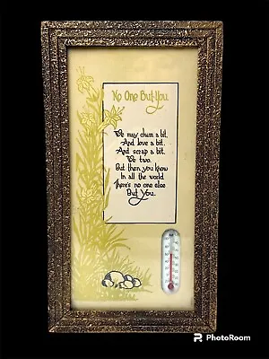 Vintage Framed Thermometer Buzza Style Motto Print 1920s 30s “No One But You” • $44