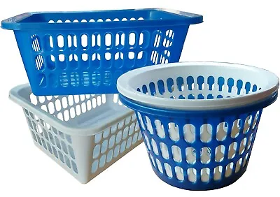 Large Plastic Laundry Basket Linen Bin Rectangular/Round Washing Clothes Hamper • £9.95