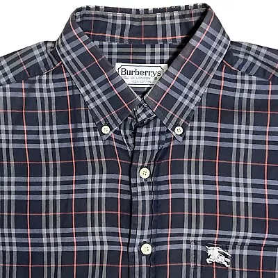 Vintage Burberry Nova Check Black Red Plaid Shirt - Medium EU 41 • $34.50