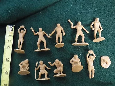 Cavemen Marx  1960s Tan Plastic  Playset Caveman Figure Lot Of 10 2.5  • $45.50