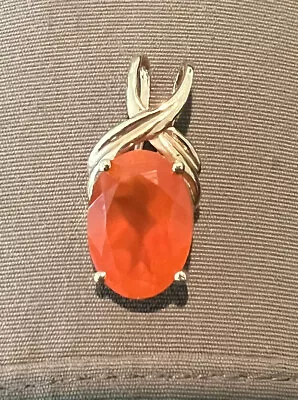 Large 14 X 10MM Faceted Mexican Jelly Opal 10k Yellow Gold Pendant Slide C • $99.99