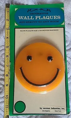 NOS Rare Orange Smiley Face Acrylic Wall Plaque 1960's 1970's Mid Century Modern • $49.99