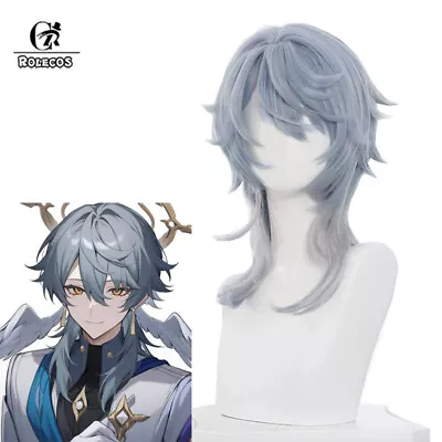 Game Honkai: Star Rail Sunday Cosplay Wigs 48cm Blue Mixed Gray Synthetic Hair • $23.75