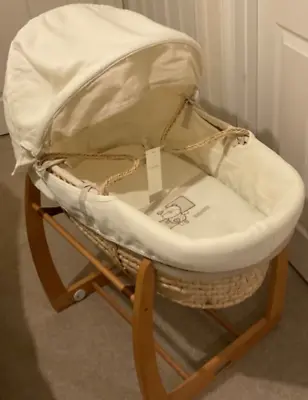 Mamas & Papas Moses Basket With A Rocking Stand Set Bedtime Hugs • £85