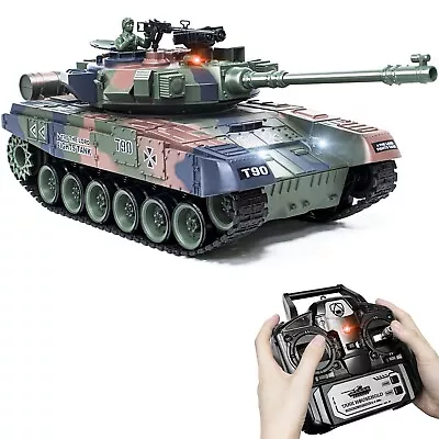 1:18 RC Tank 2.4Ghz RUS T-90 Remote Control Tank Model Toys Battle Army Tan... • $221.33