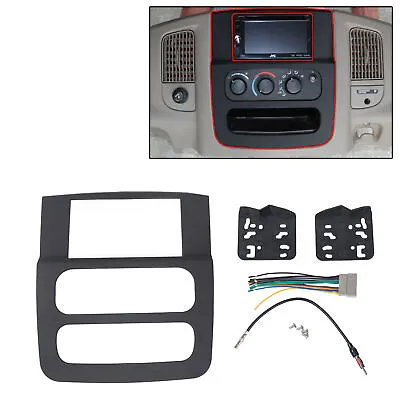 Double Din Radio Stereo Dash Kit Antenna Adapter For 02-05 2003 Dodge Ram Black • $16.99