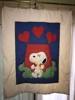 Vintage 1990’s Snoopy Quilt Blanket Throw Wall Hanging Nursery Decor • $25