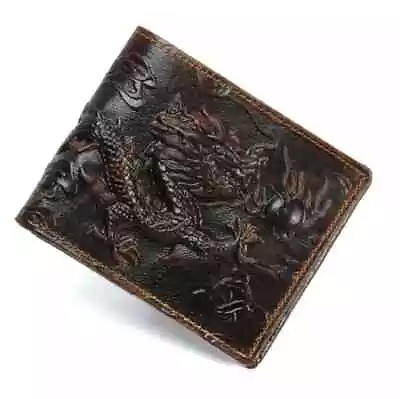 Leather 3D Embossing Dragon Cloud Totem Wallet • $49.99