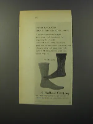 1953 A. Sulka Socks Ad - From England.. Men's Ribbed Wool Hose • $19.99