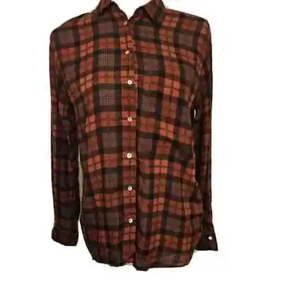 Zara Ladies Women's Size Small Red Plaid Button Down Shirt Longsleeves READ** • $10