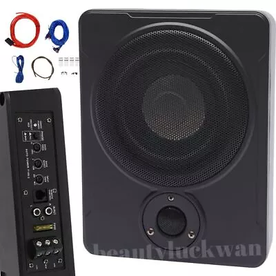 8 In Under Seat Powered Subwoofer Active Hideaway Car/Truck Sub W/ Amp Kit 600W • $79