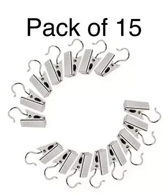£1.99 • Buy Pack Of 15 Stainless Steel Spring Loaded Metal Laundry Clothes Curtain Clip Pegs