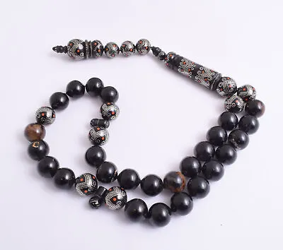 Black Coral Islamic Prayer Beads-ُTasbih Worry Beads-18X18mm-180grams-يسر • $399