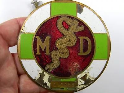 Large 3.5  Vintage Chicago 1925 Md Medical Doctor Automobile License Tag Topper • $45