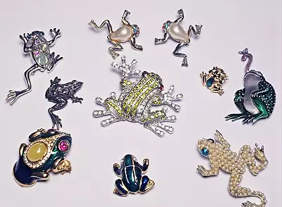 10 Piece Vintage & Modern Mixed Frog Brooch Lot - Avon J.J. • $0.99