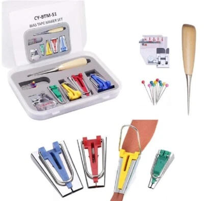 $18.89 • Buy Binding Tape Maker Kit Binder Foot For Sewing Quilting Kit 60Pcs Fabric Bias