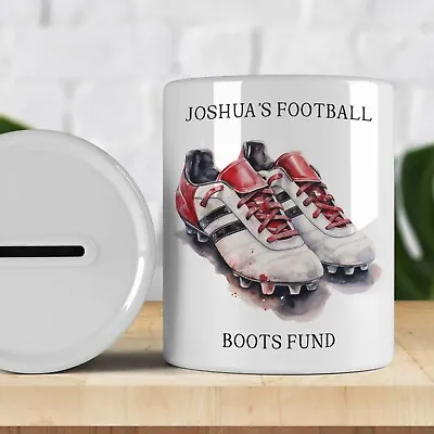 Personalised Football Boots Fund Money Box Kids Savings Piggy Bank. Any Name • £8.99